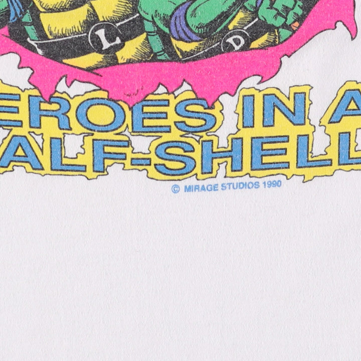 Vintage 90'S Hanes Teenage Mutant Ninja Turtles character print T-shirt, Made in USA, Women's Size L cotton white type Vintage Second Hand