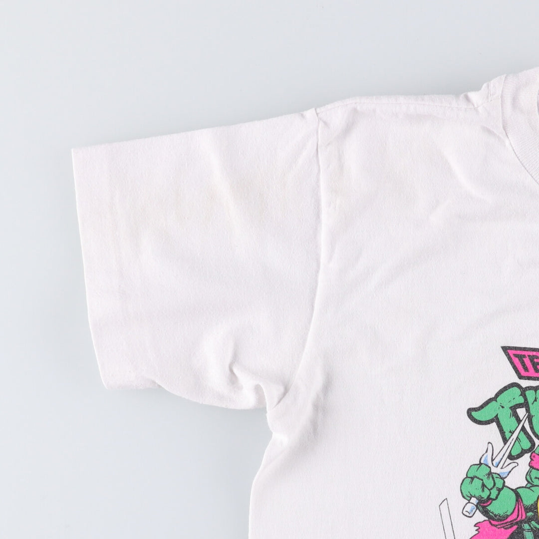 Vintage 90'S Hanes Teenage Mutant Ninja Turtles character print T-shirt, Made in USA, Women's Size L cotton white type Vintage Second Hand