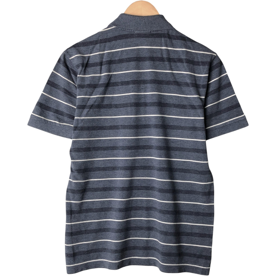 Lacoste French-designed short-sleeved striped polo shirt, men's size S cotton blue type Vintage Second Hand