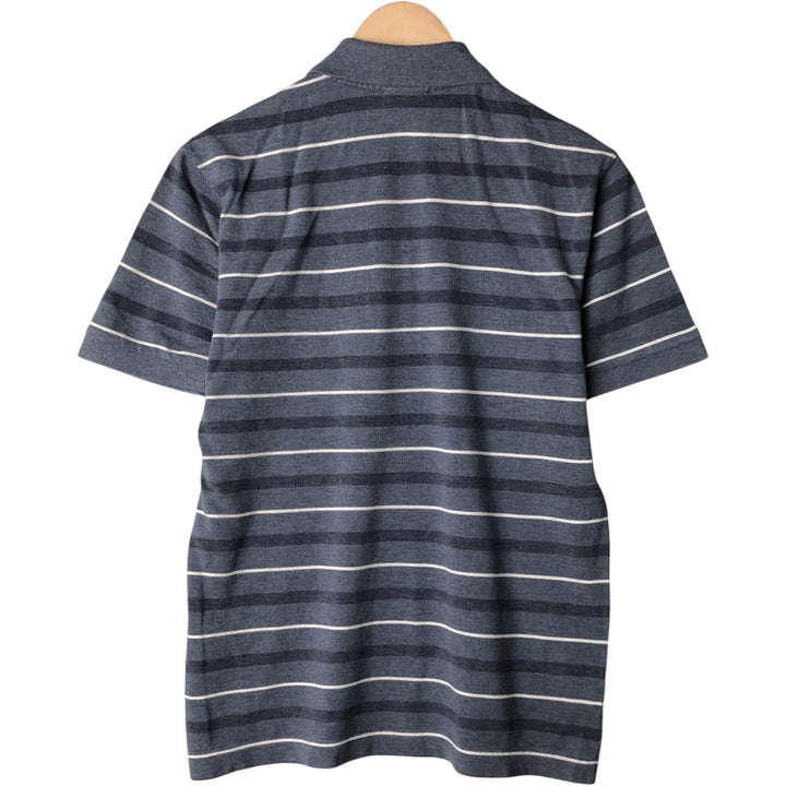 Lacoste French-designed short-sleeved striped polo shirt, men's size S cotton blue type Vintage Second Hand