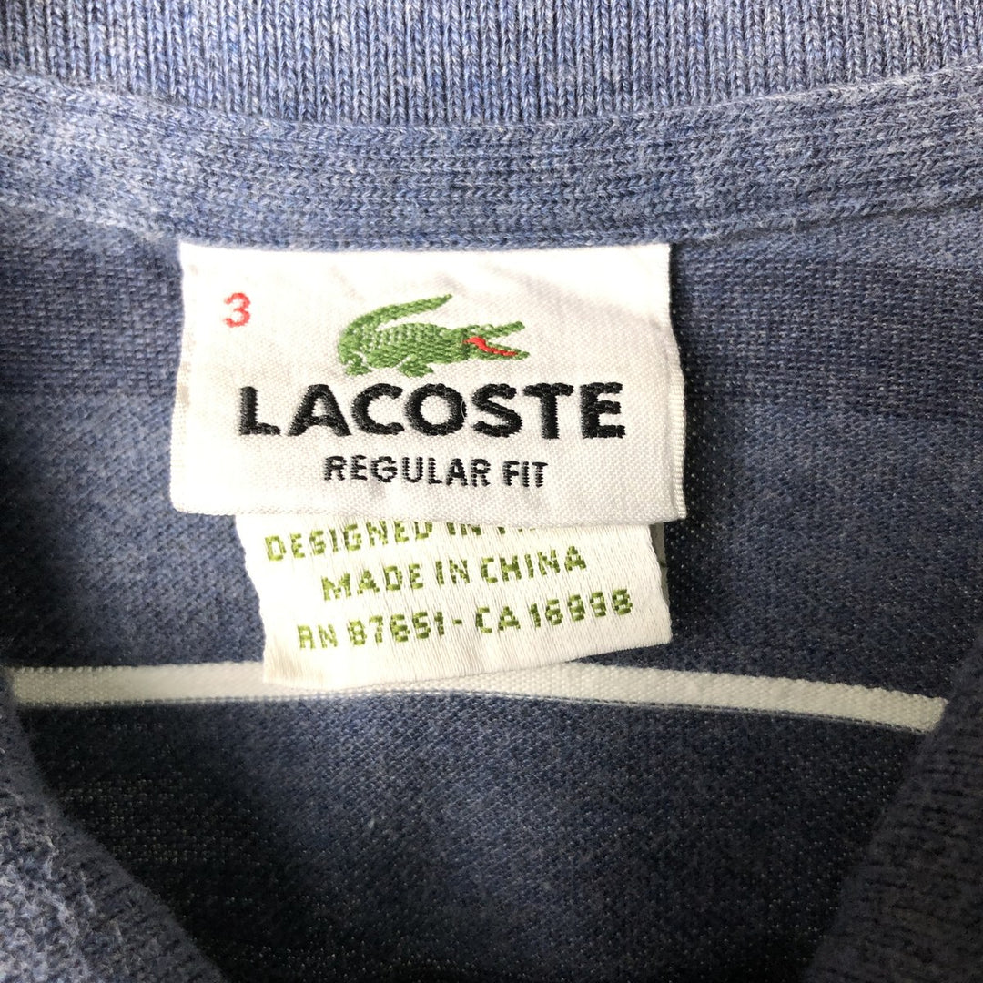 Lacoste French-designed short-sleeved striped polo shirt, men's size S cotton blue type Vintage Second Hand