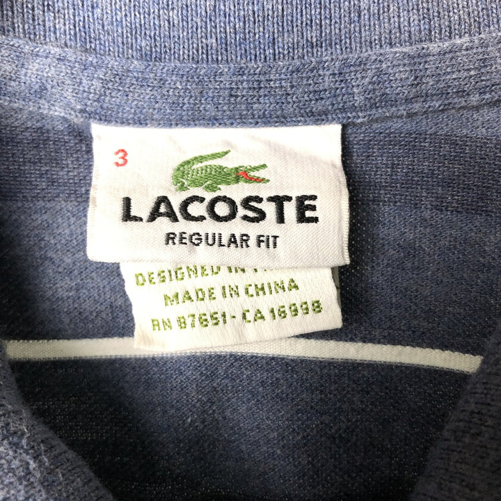 Lacoste French-designed short-sleeved striped polo shirt, men's size S cotton blue type Vintage Second Hand