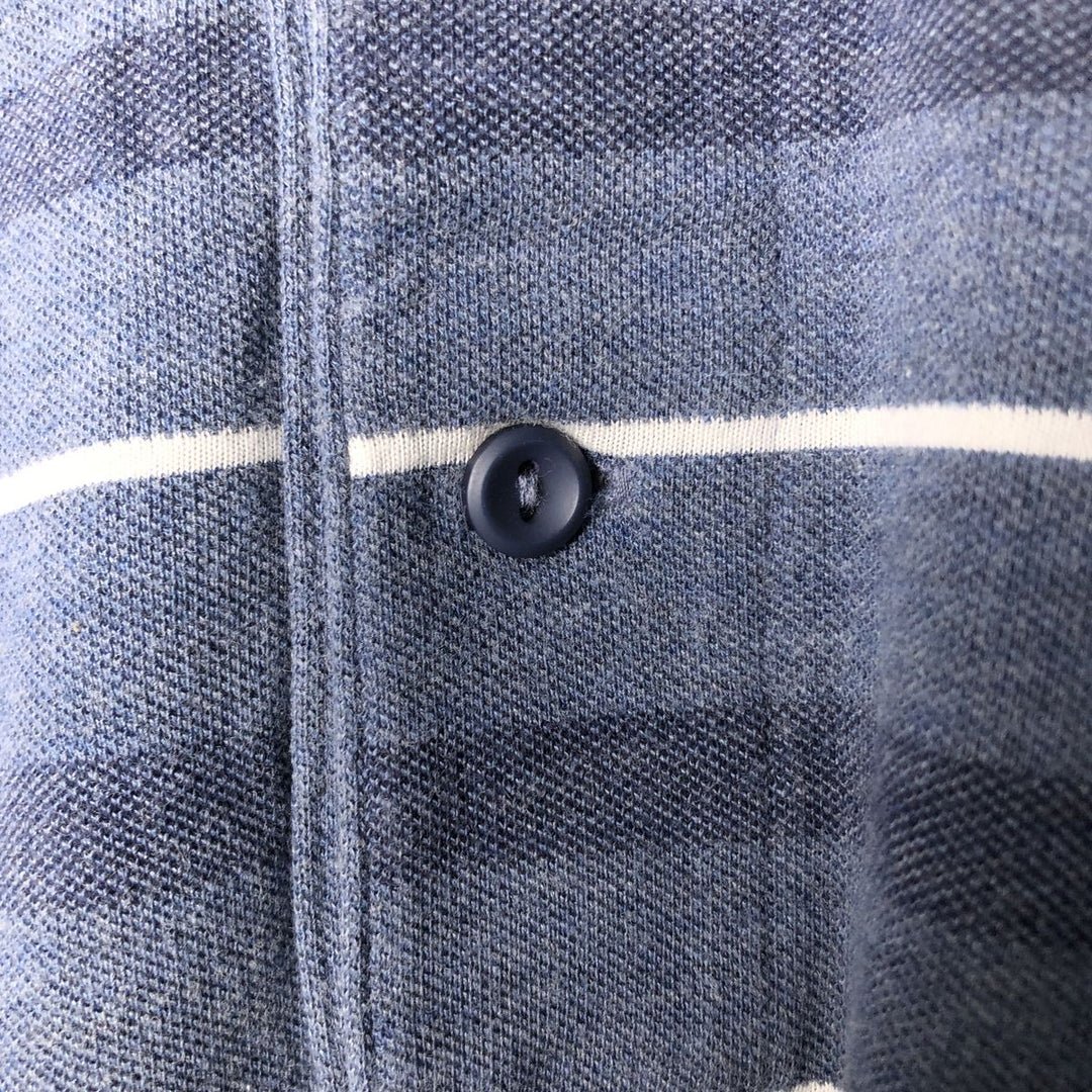 Lacoste French-designed short-sleeved striped polo shirt, men's size S cotton blue type Vintage Second Hand