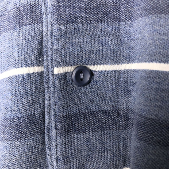 Lacoste French-designed short-sleeved striped polo shirt, men's size S cotton blue type Vintage Second Hand