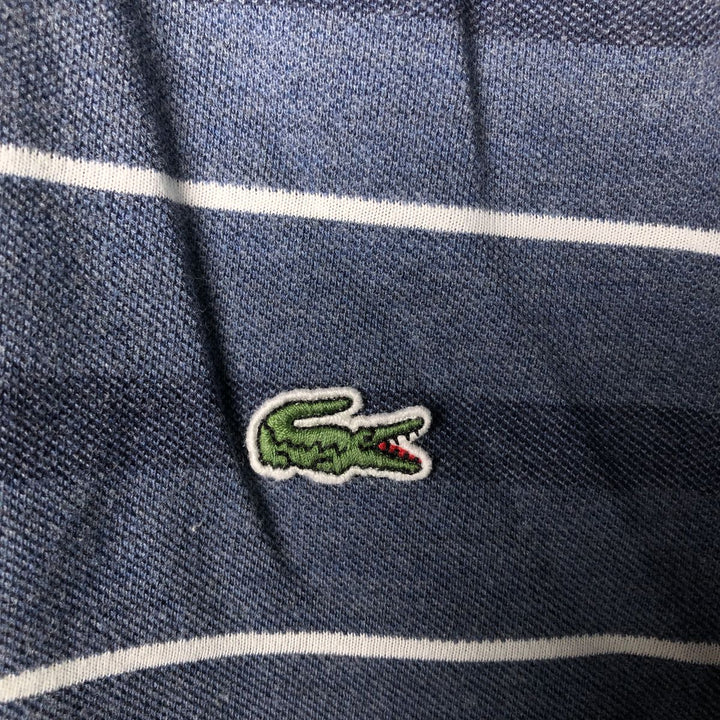 Lacoste French-designed short-sleeved striped polo shirt, men's size S cotton blue type Vintage Second Hand