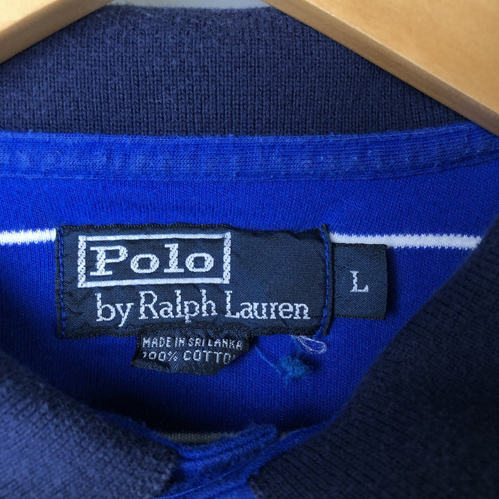 Ralph Lauren POLO by Ralph Lauren short sleeve striped polo shirt, men's size L cotton blue type Vintage Second Hand