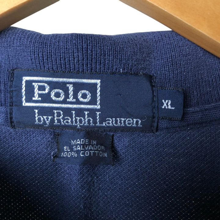 Ralph Lauren POLO by Ralph Lauren short sleeve polo shirt, men's XL size cotton navy blue type Vintage Second Hand