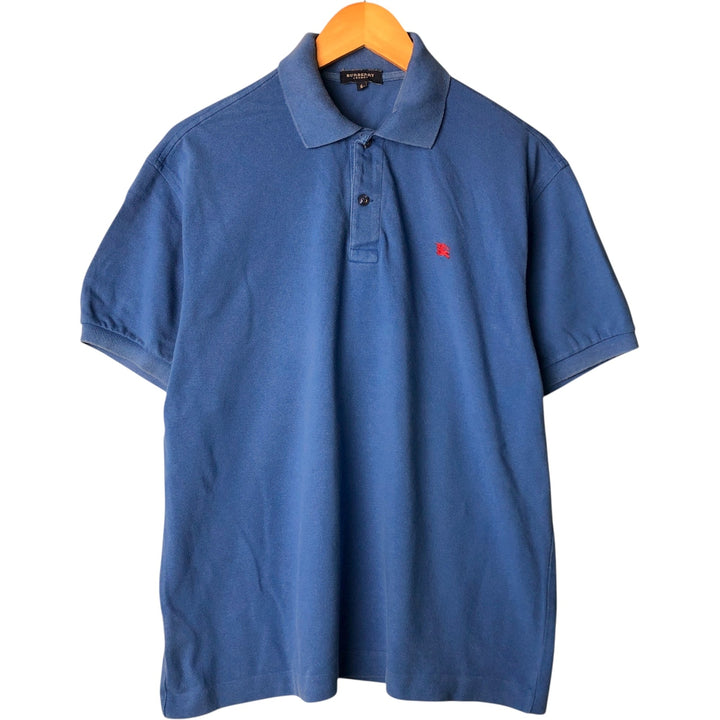 Burberry's LONDON short-sleeved polo shirt, men's size L cotton blue type Vintage Second Hand