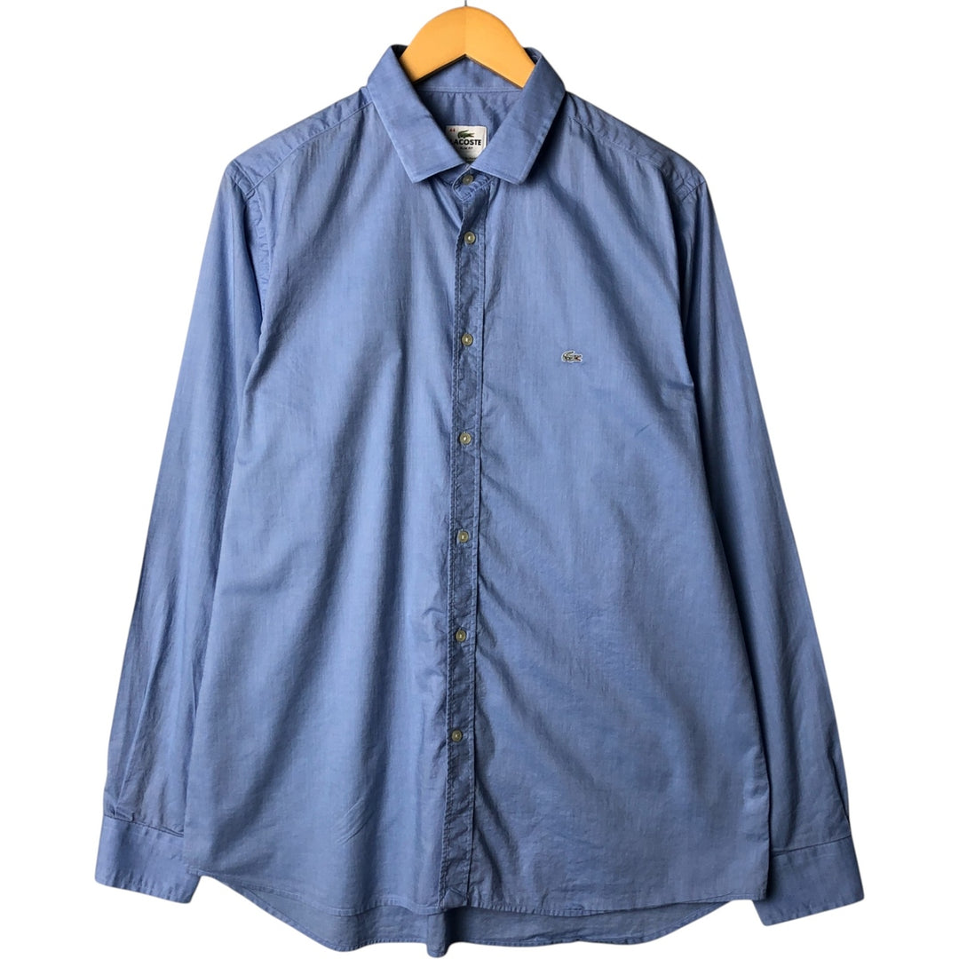 Lacoste Slim Fit Wide Collar Long Sleeve Cotton Shirt, Size 44 (Men's L) cotton blue type Vintage Second Hand