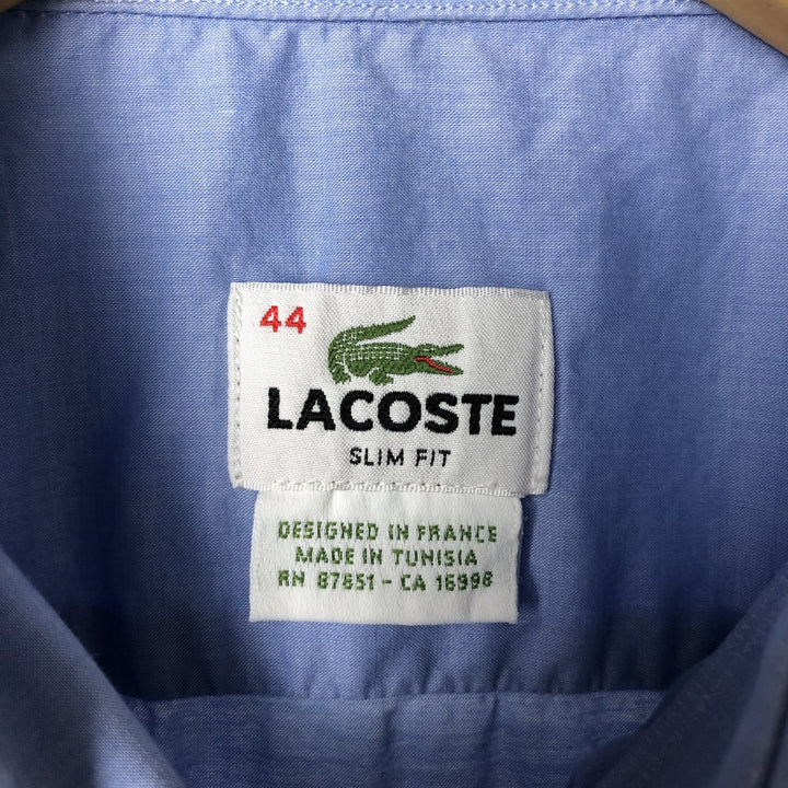 Lacoste Slim Fit Wide Collar Long Sleeve Cotton Shirt, Size 44 (Men's L) cotton blue type Vintage Second Hand