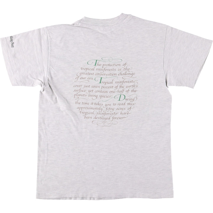 Vintage 1980'S Hanes Beefy-T Blue Tag Animal Print T-Shirt, Made in USA, Men's Size Small cotton gray type Vintage Second Hand