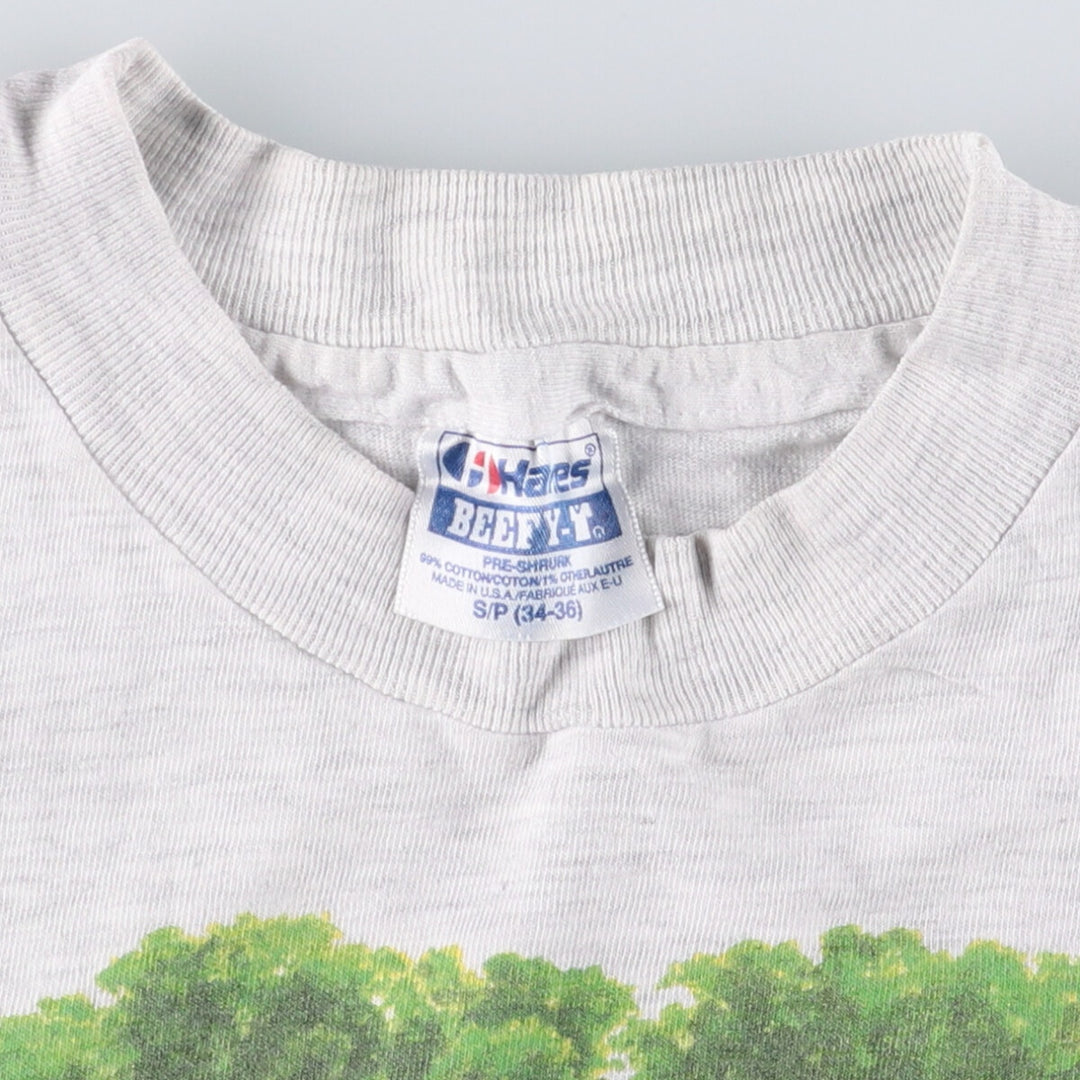 Vintage 1980'S Hanes Beefy-T Blue Tag Animal Print T-Shirt, Made in USA, Men's Size Small cotton gray type Vintage Second Hand