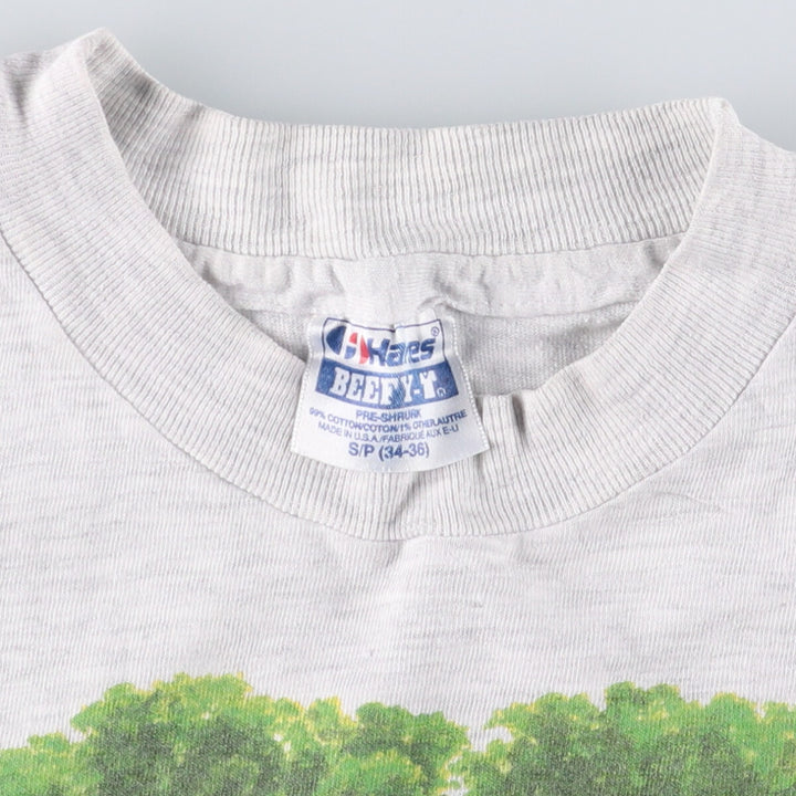 Vintage 1980'S Hanes Beefy-T Blue Tag Animal Print T-Shirt, Made in USA, Men's Size Small cotton gray type Vintage Second Hand