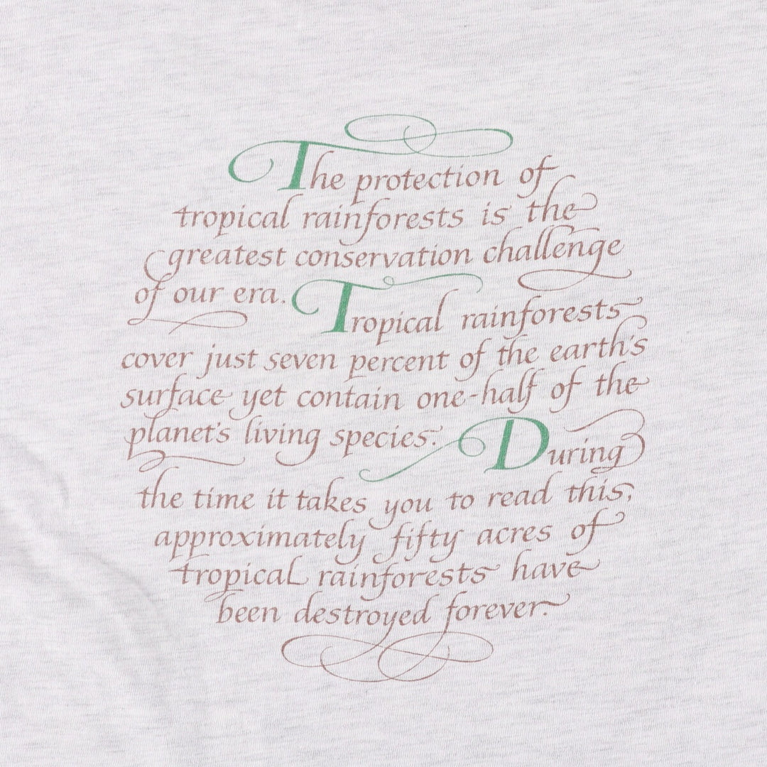 Vintage 1980'S Hanes Beefy-T Blue Tag Animal Print T-Shirt, Made in USA, Men's Size Small cotton gray type Vintage Second Hand