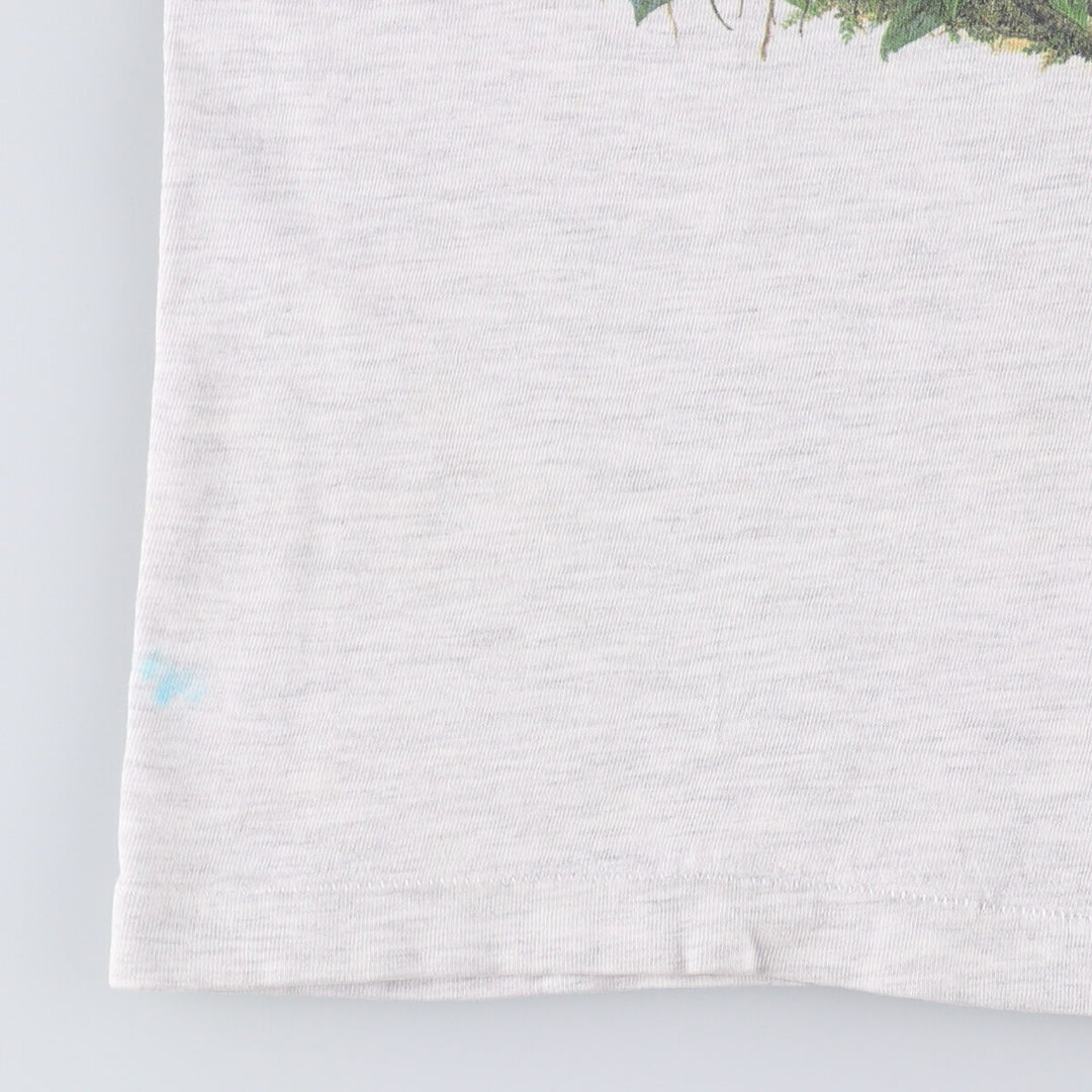 Vintage 1980'S Hanes Beefy-T Blue Tag Animal Print T-Shirt, Made in USA, Men's Size Small cotton gray type Vintage Second Hand