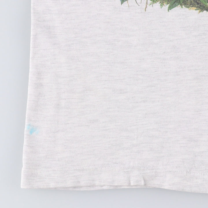 Vintage 1980'S Hanes Beefy-T Blue Tag Animal Print T-Shirt, Made in USA, Men's Size Small cotton gray type Vintage Second Hand