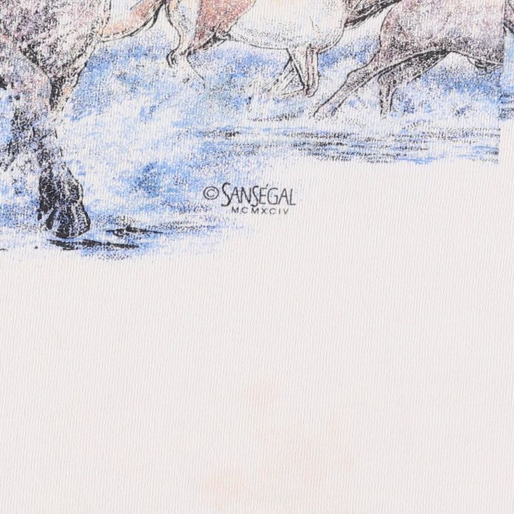 Vintage 90'S Anvil Horse Print Animal T-Shirt, Made in USA, Men's Size Small cotton white type Vintage Second Hand