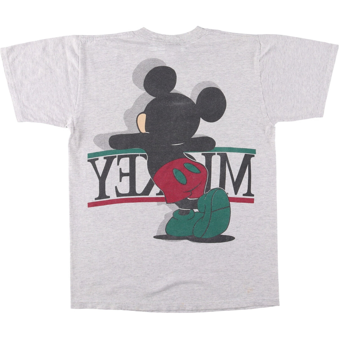 Vintage 90'S SHELLY'S Disney Mickey Mouse character print T-shirt, Made in USA, Men's Size Small polyester gray type Vintage Second Hand