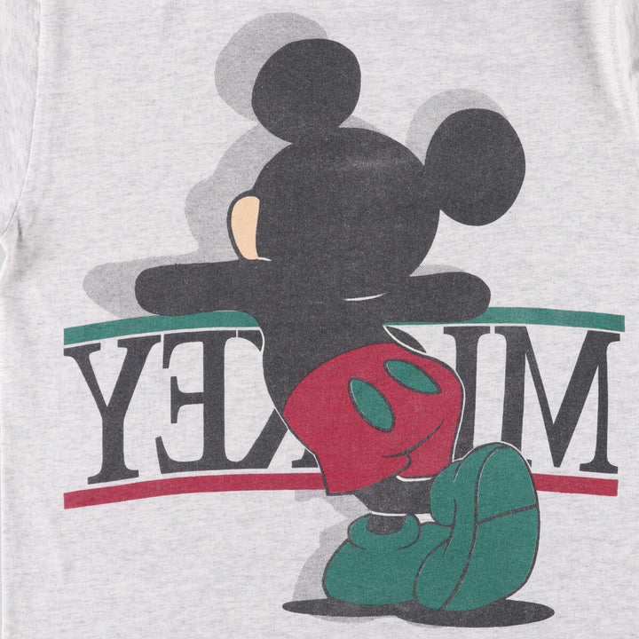 Vintage 90'S SHELLY'S Disney Mickey Mouse character print T-shirt, Made in USA, Men's Size Small polyester gray type Vintage Second Hand