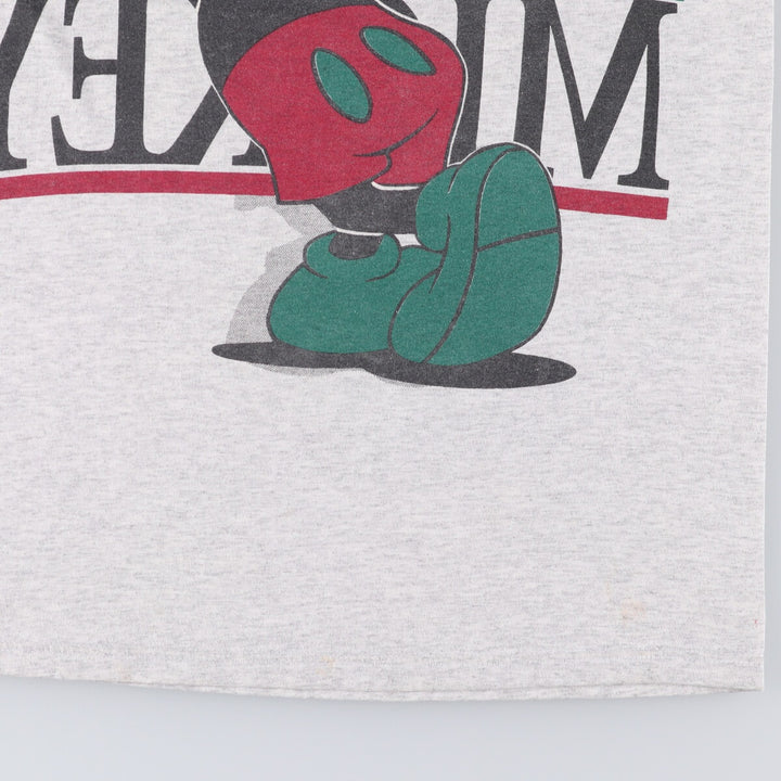 Vintage 90'S SHELLY'S Disney Mickey Mouse character print T-shirt, Made in USA, Men's Size Small polyester gray type Vintage Second Hand