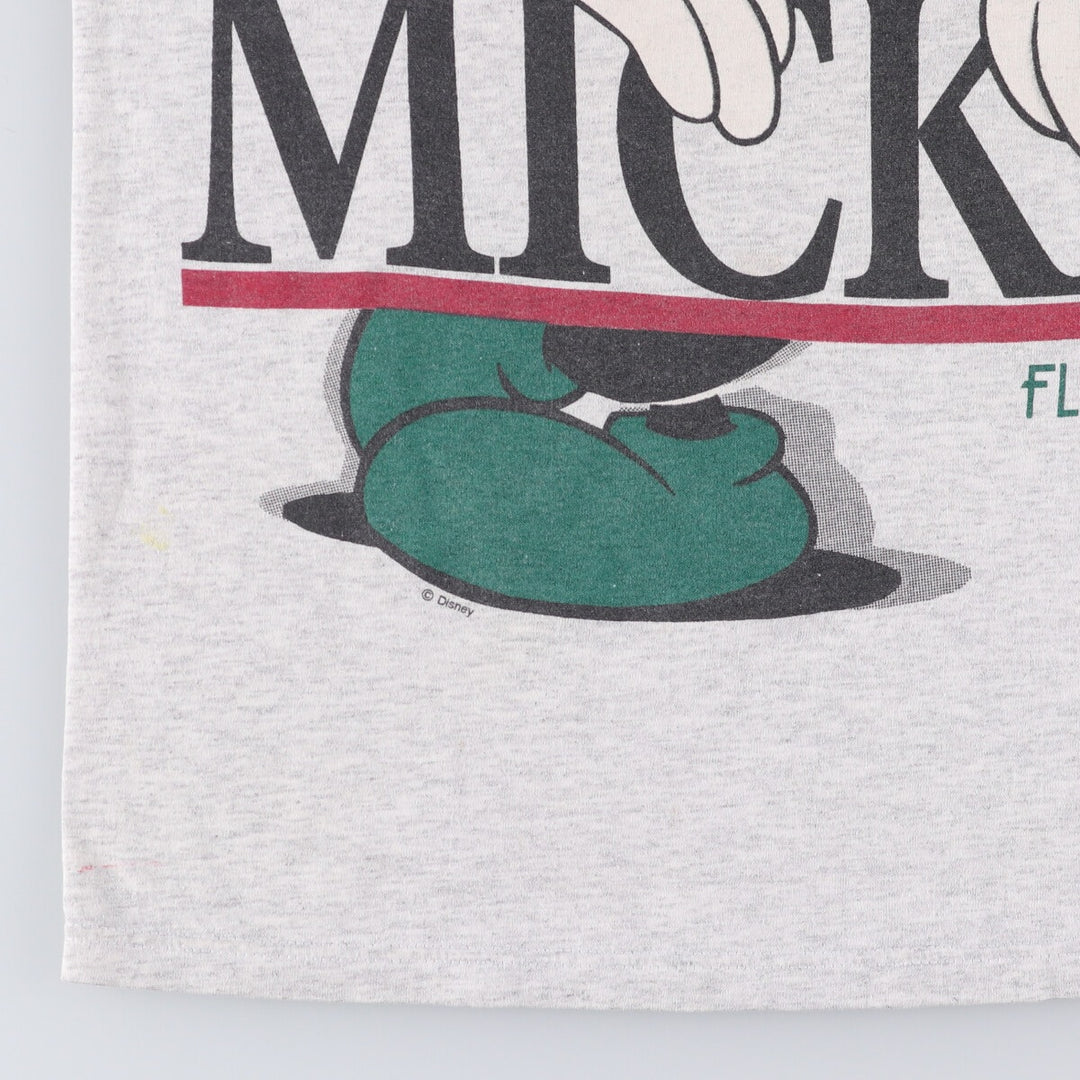 Vintage 90'S SHELLY'S Disney Mickey Mouse character print T-shirt, Made in USA, Men's Size Small polyester gray type Vintage Second Hand