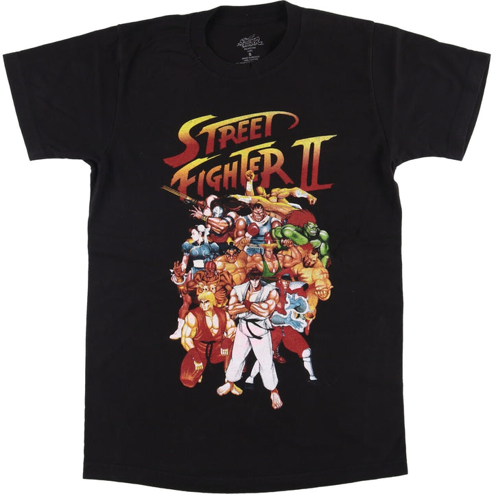 STREET FIGHTER Street Fighter character print T-shirt, women's size S cotton black type Vintage Second Hand