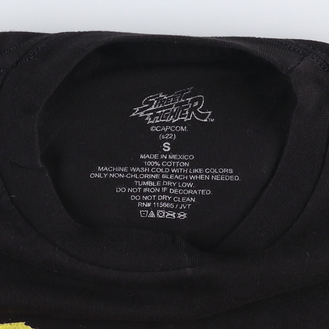 STREET FIGHTER Street Fighter character print T-shirt, women's size S cotton black type Vintage Second Hand