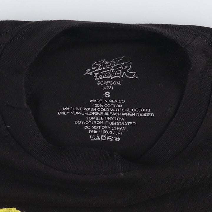 STREET FIGHTER Street Fighter character print T-shirt, women's size S cotton black type Vintage Second Hand