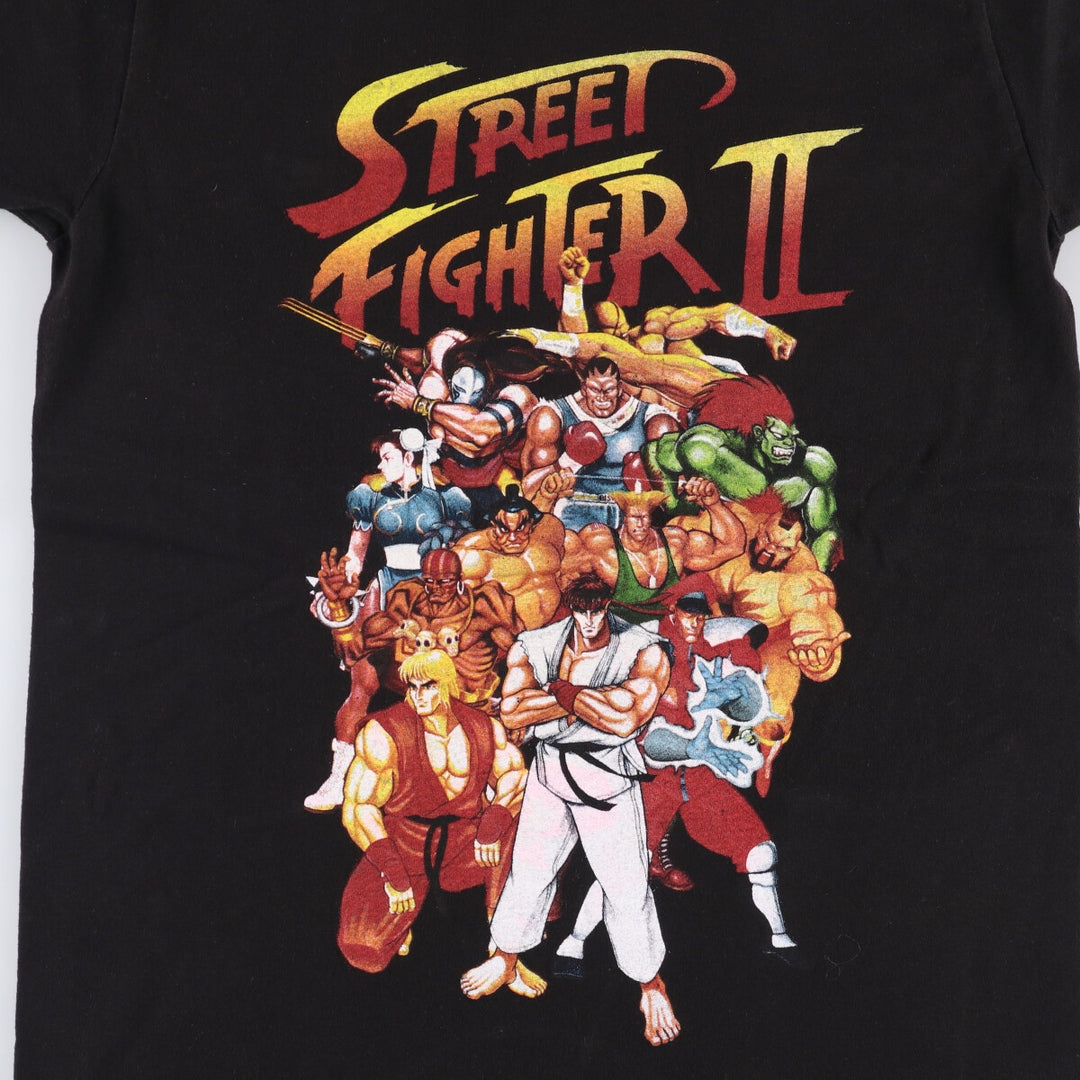 STREET FIGHTER Street Fighter character print T-shirt, women's size S cotton black type Vintage Second Hand