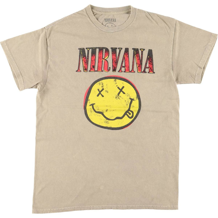 NIRVANA Nirvana Band T-shirt, Band T, Men's M size cotton Khaki type Vintage Second Hand