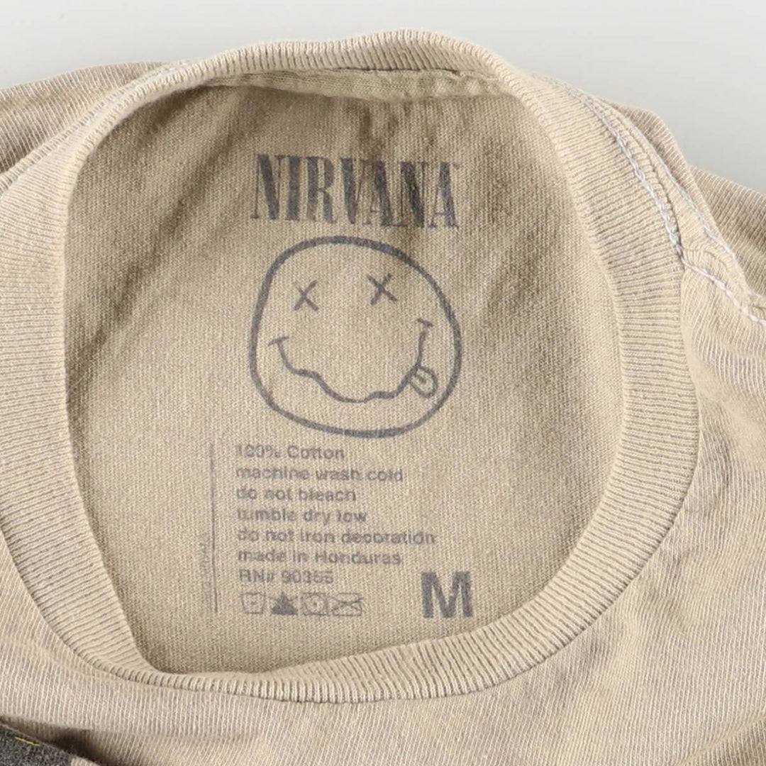 NIRVANA Nirvana Band T-shirt, Band T, Men's M size cotton Khaki type Vintage Second Hand