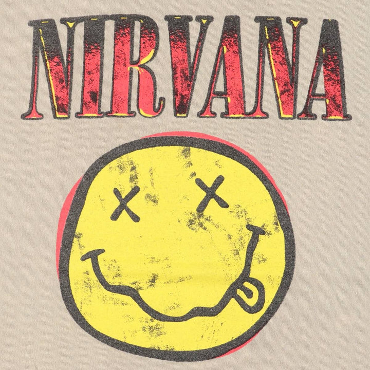 NIRVANA Nirvana Band T-shirt, Band T, Men's M size cotton Khaki type Vintage Second Hand