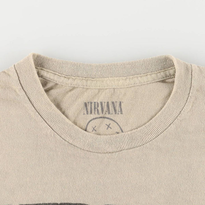 NIRVANA Nirvana Band T-shirt, Band T, Men's M size cotton Khaki type Vintage Second Hand