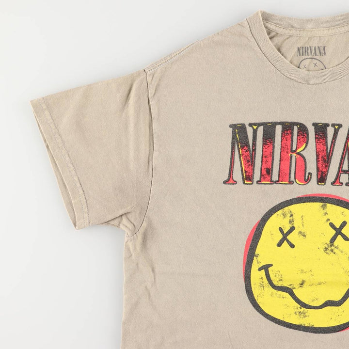 NIRVANA Nirvana Band T-shirt, Band T, Men's M size cotton Khaki type Vintage Second Hand