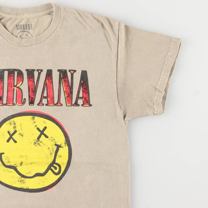 NIRVANA Nirvana Band T-shirt, Band T, Men's M size cotton Khaki type Vintage Second Hand