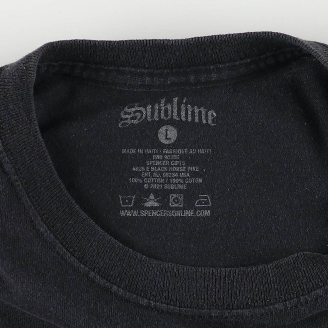 SUBLIME Band T-shirt, Men's L size cotton black type Vintage Second Hand