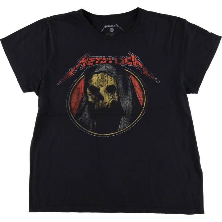 Metallica Skull Pattern Band T-Shirt, Men's Size L cotton black type Vintage Second Hand