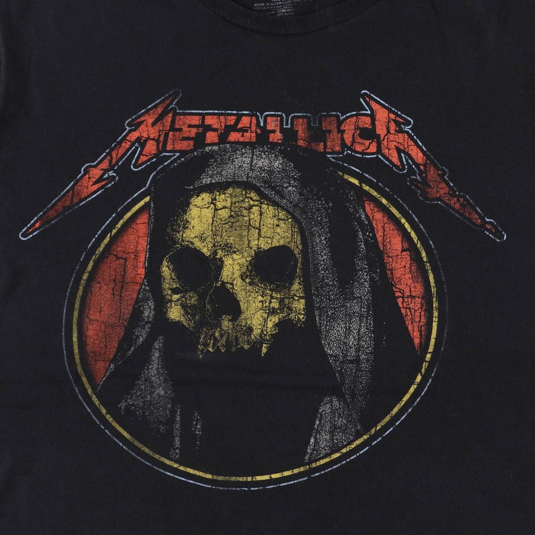 Metallica Skull Pattern Band T-Shirt, Men's Size L cotton black type Vintage Second Hand