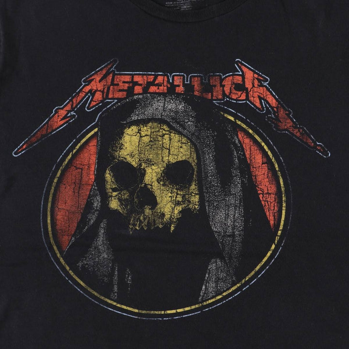 Metallica Skull Pattern Band T-Shirt, Men's Size L cotton black type Vintage Second Hand