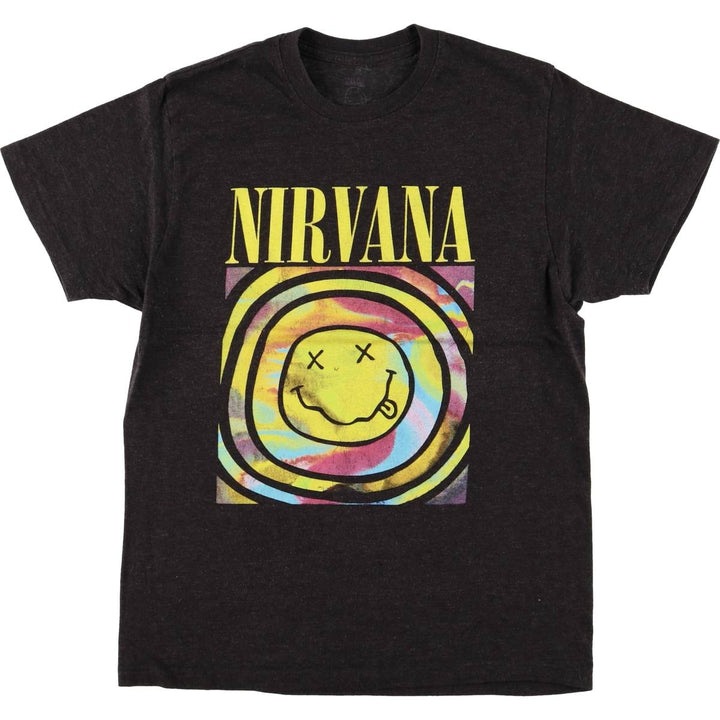 NIRVANA Nirvana Band T-shirt, Band T, Men's L size cotton black type Vintage Second Hand