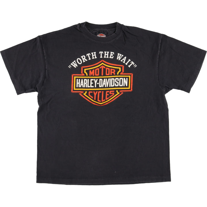 Harley-Davidson Motorcycle Bike T-shirt Made in USA Men's L size cotton black type Vintage Second Hand