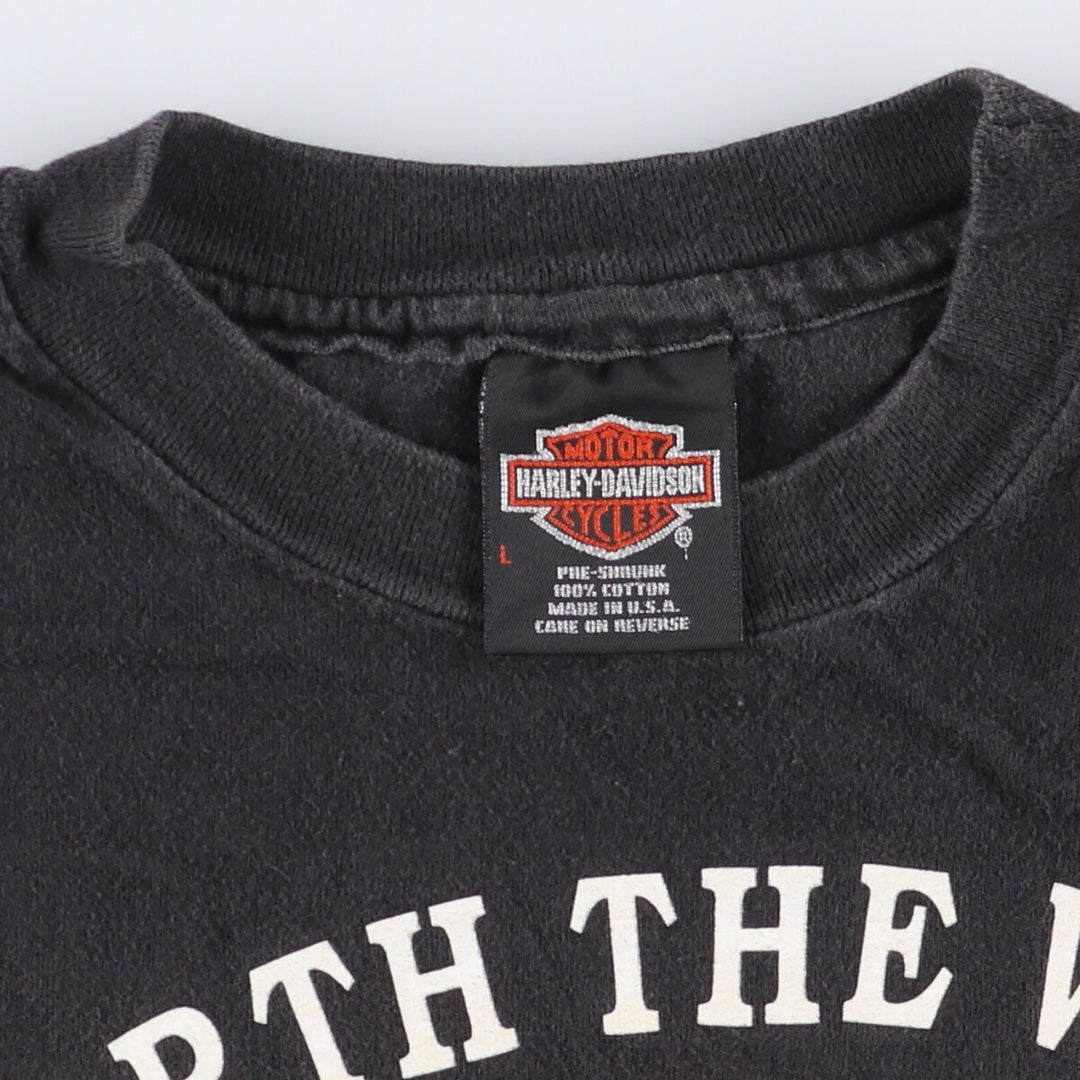 Harley-Davidson Motorcycle Bike T-shirt Made in USA Men's L size cotton black type Vintage Second Hand
