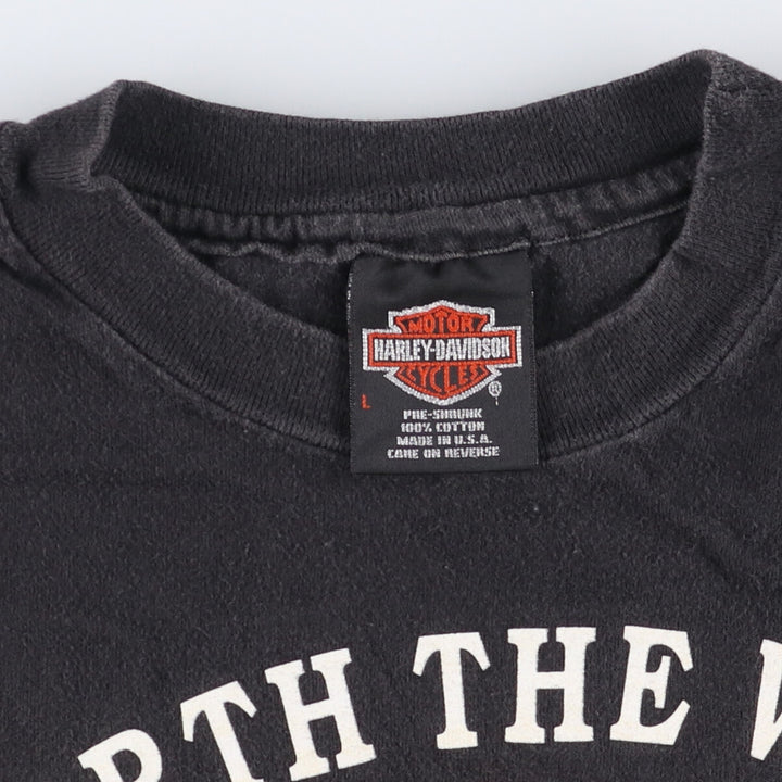 Harley-Davidson Motorcycle Bike T-shirt Made in USA Men's L size cotton black type Vintage Second Hand