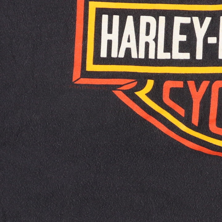 Harley-Davidson Motorcycle Bike T-shirt Made in USA Men's L size cotton black type Vintage Second Hand