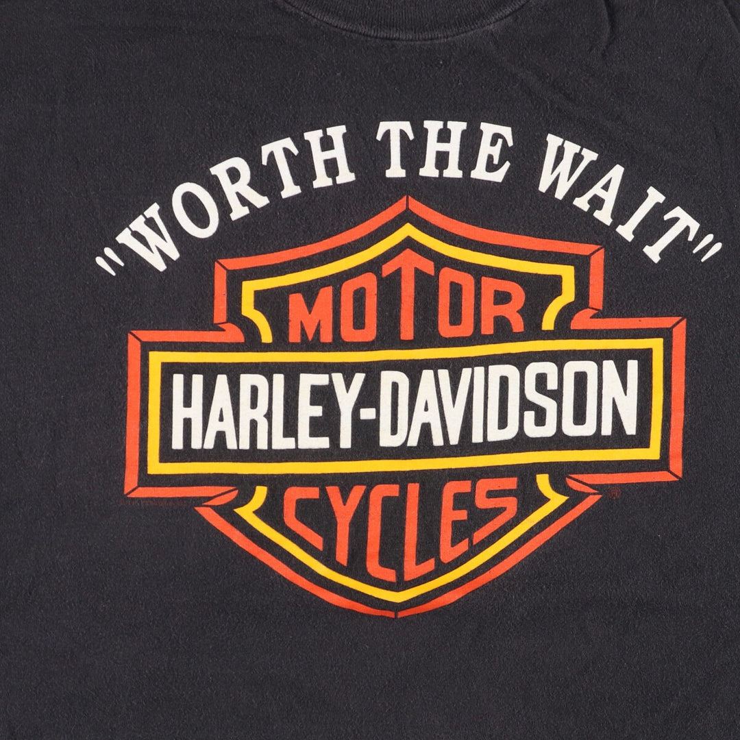Harley-Davidson Motorcycle Bike T-shirt Made in USA Men's L size cotton black type Vintage Second Hand