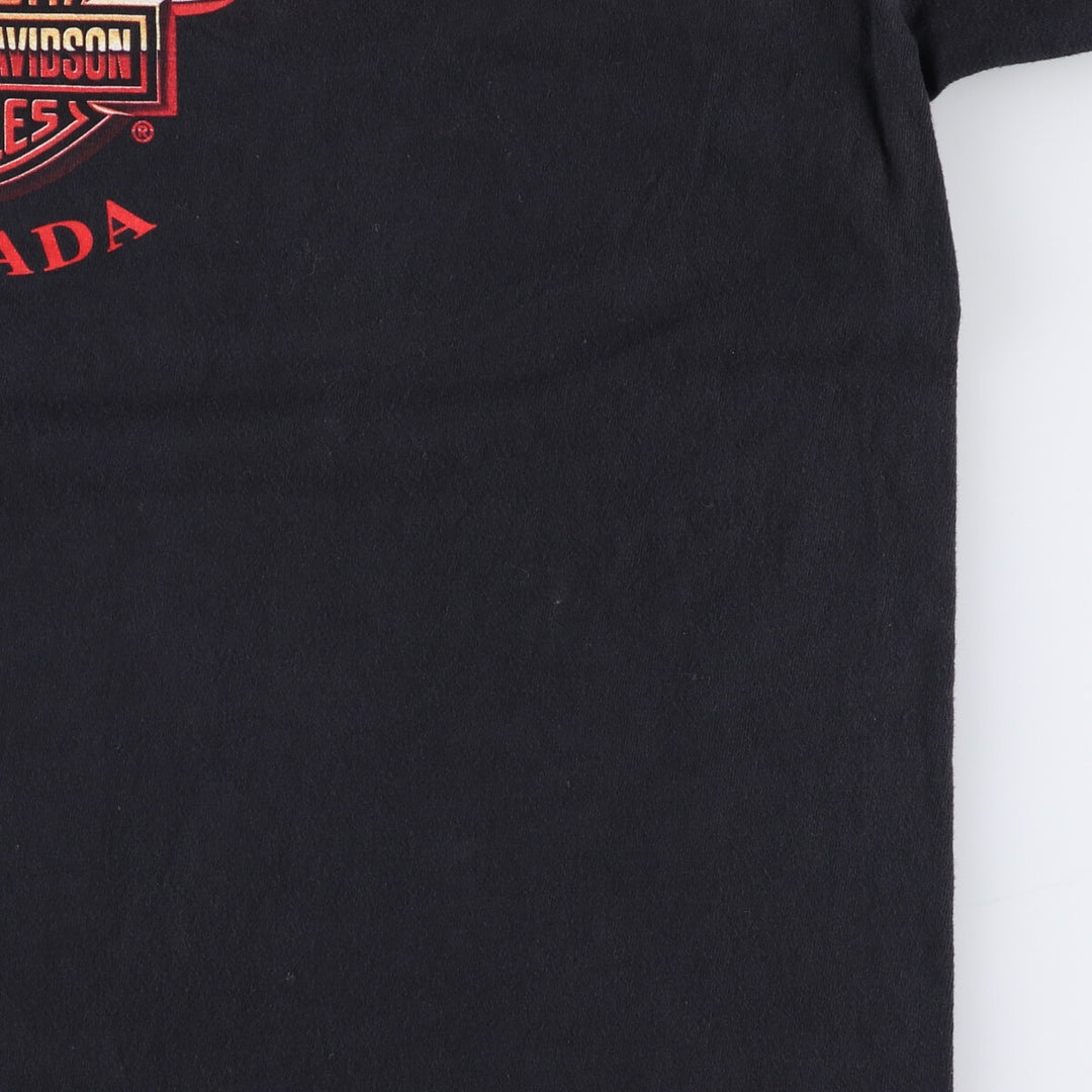 Harley-Davidson Fire Pattern Motorcycle Bike T-Shirt Made in USA Men's L size cotton black type Vintage Second Hand