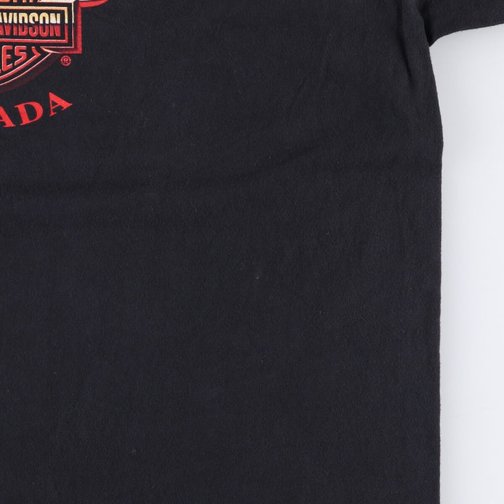 Harley-Davidson Fire Pattern Motorcycle Bike T-Shirt Made in USA Men's L size cotton black type Vintage Second Hand