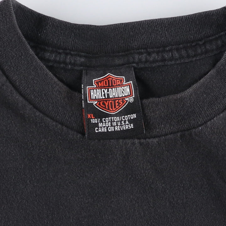 00'S Harley-Davidson Eagle Pattern Motorcycle Bike T-shirt Made in USA Men's XL cotton black type Vintage Second Hand