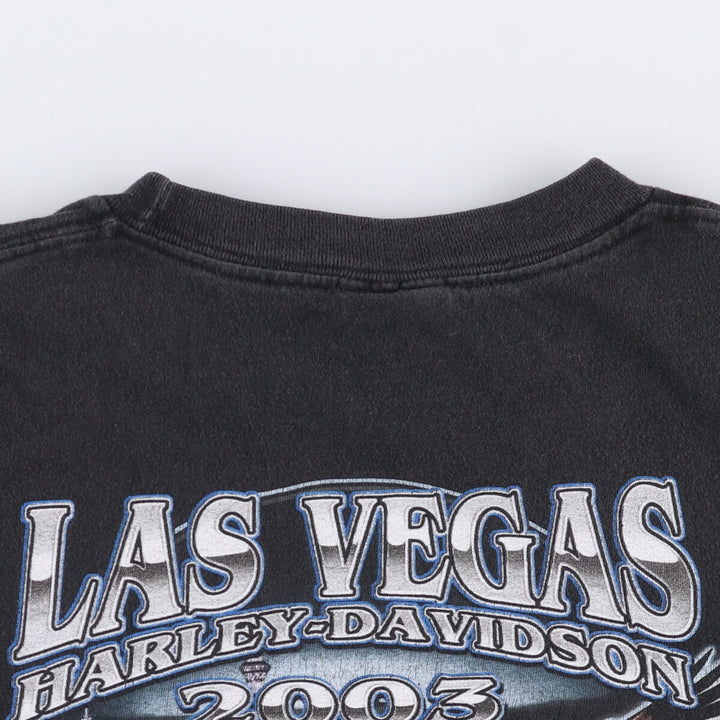 00'S Harley-Davidson Eagle Pattern Motorcycle Bike T-shirt Made in USA Men's XL cotton black type Vintage Second Hand