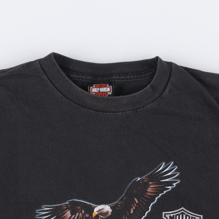 00'S Harley-Davidson Eagle Pattern Motorcycle Bike T-shirt Made in USA Men's XL cotton black type Vintage Second Hand